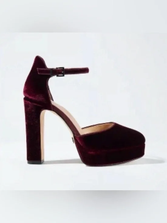 White House Black Market Burgundy Velvet Heels—Size 7M - Picture 1 of 7